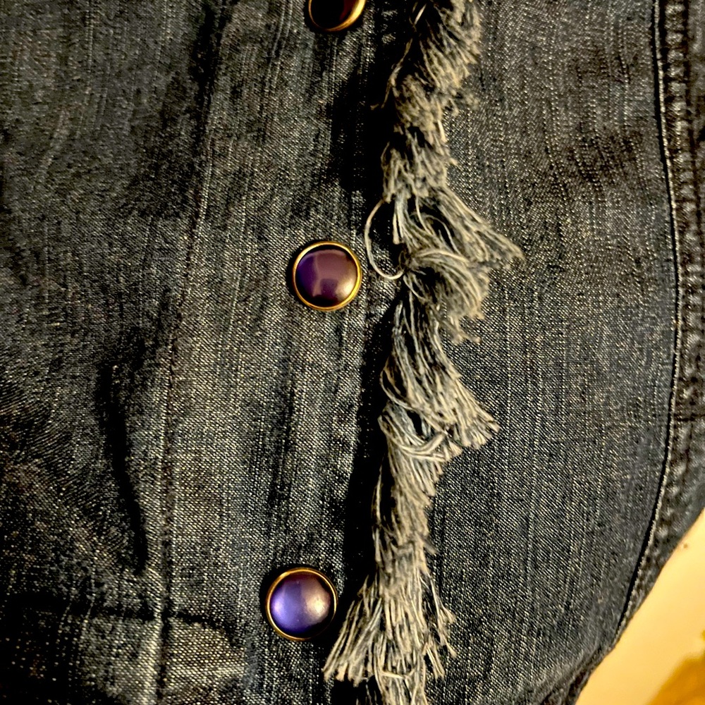 Frayed Jean Jacket, Button Down Denim, Coco & Clo… - image 3